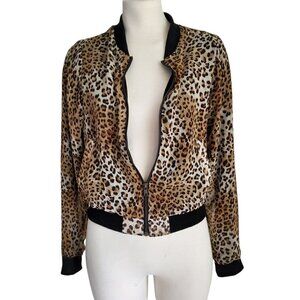 IRIS Los Angeles Mob Wife Silky Leopard Animal Print Zipper Front Size M